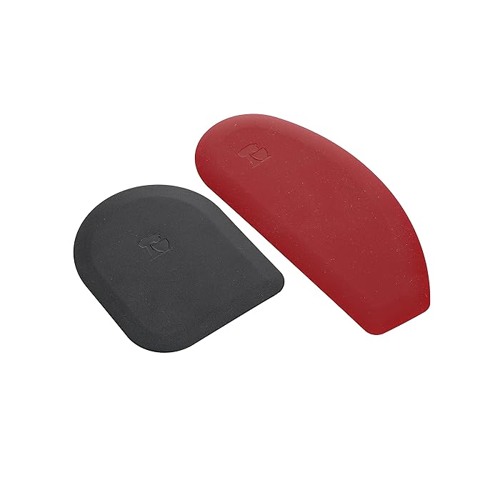 KitchenAid Pot Scraper and Silicone Bowl Scraper Set, 2 Pieces, Empire Red / Onyx Black, Carded