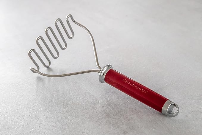 KitchenAid Stainless Steel Potato Masher, Empire Red, 27.5 cm, Carded