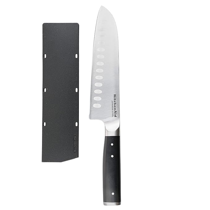 KitchenAid Gourmet High-Carbon Japanese Steel Santoku Kitchen Knife, 18 cm