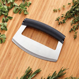 Mezzaluna Knife with Stainless Steel Curved Blade, 15 cm, Black, Carded
